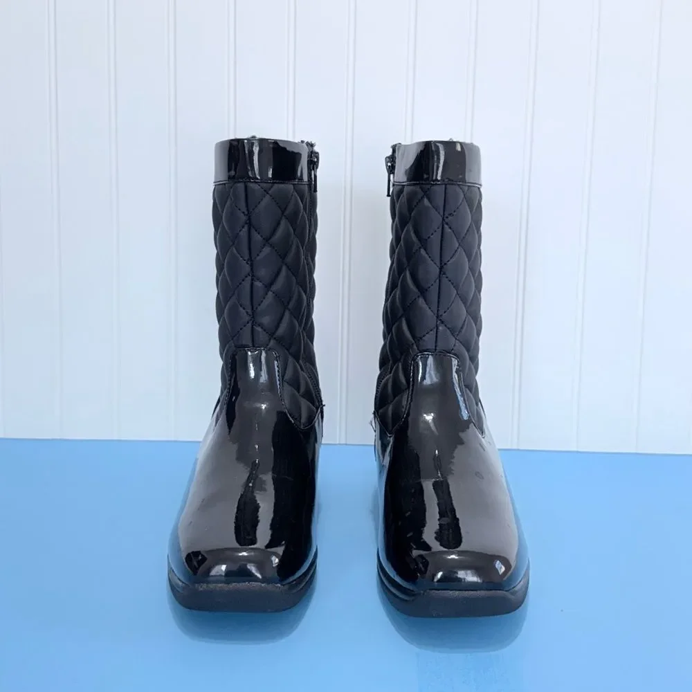 Bass Glacier Women's Black Quilted Calf Height Zipper Boots Size 9M